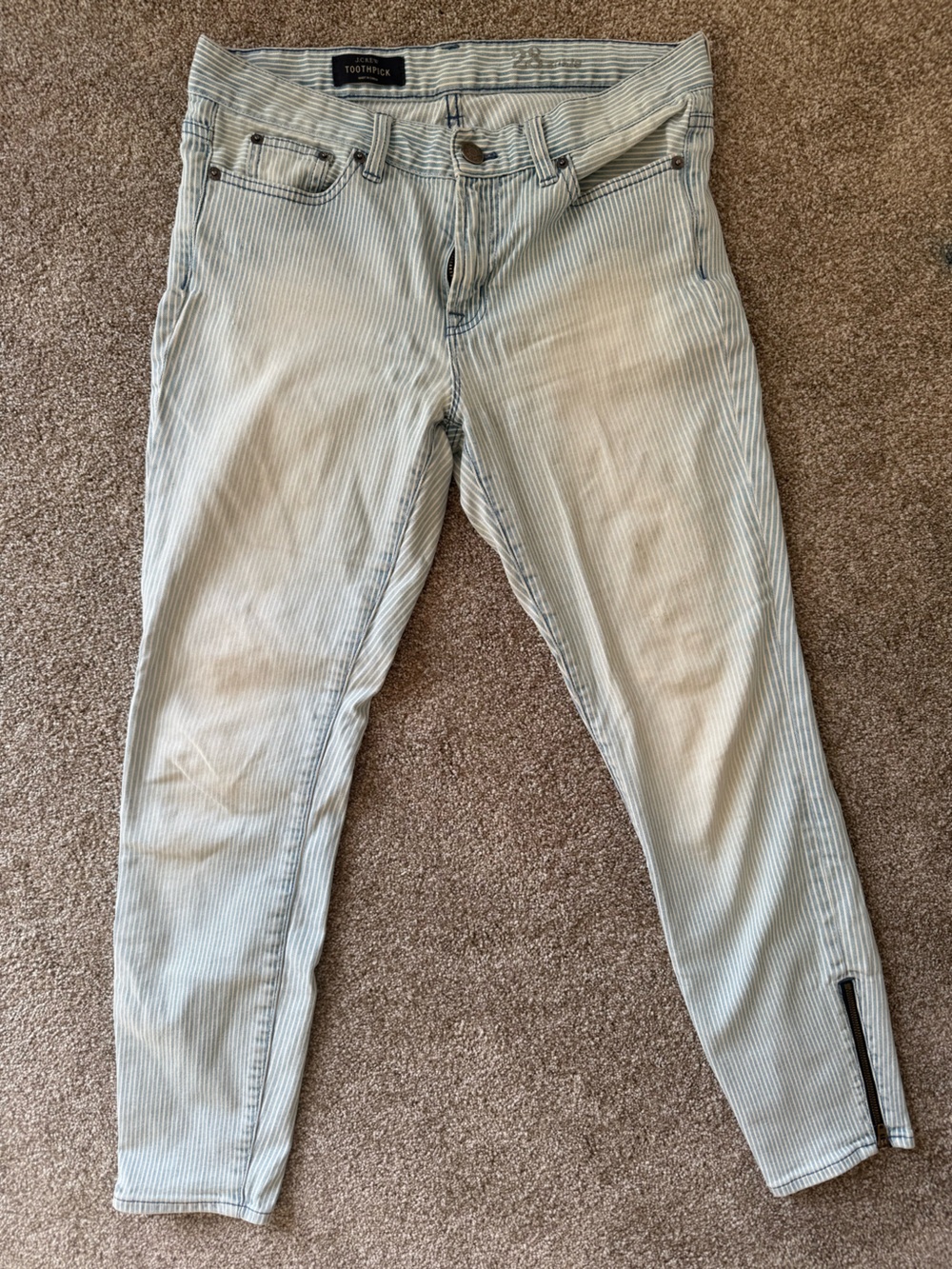 J. Crew Light Blue and White Striped Pants
